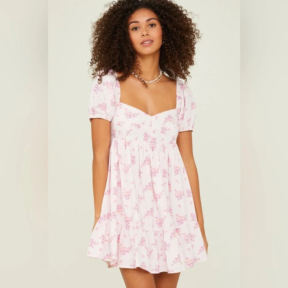 Altar'd State | Dresses | New Altard State Kate Puff Sleeve Cottagecore  Babydoll Pink Mini Dress | Poshmark